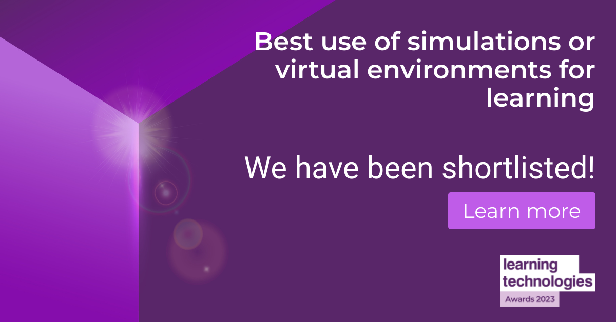 'In Their Shoes' shortlisted for the 'Best use of simulations or virtual environments for learning' award 2023